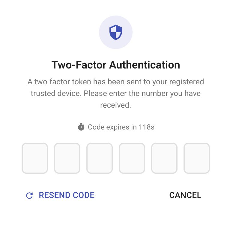 SMS verification code dialog
