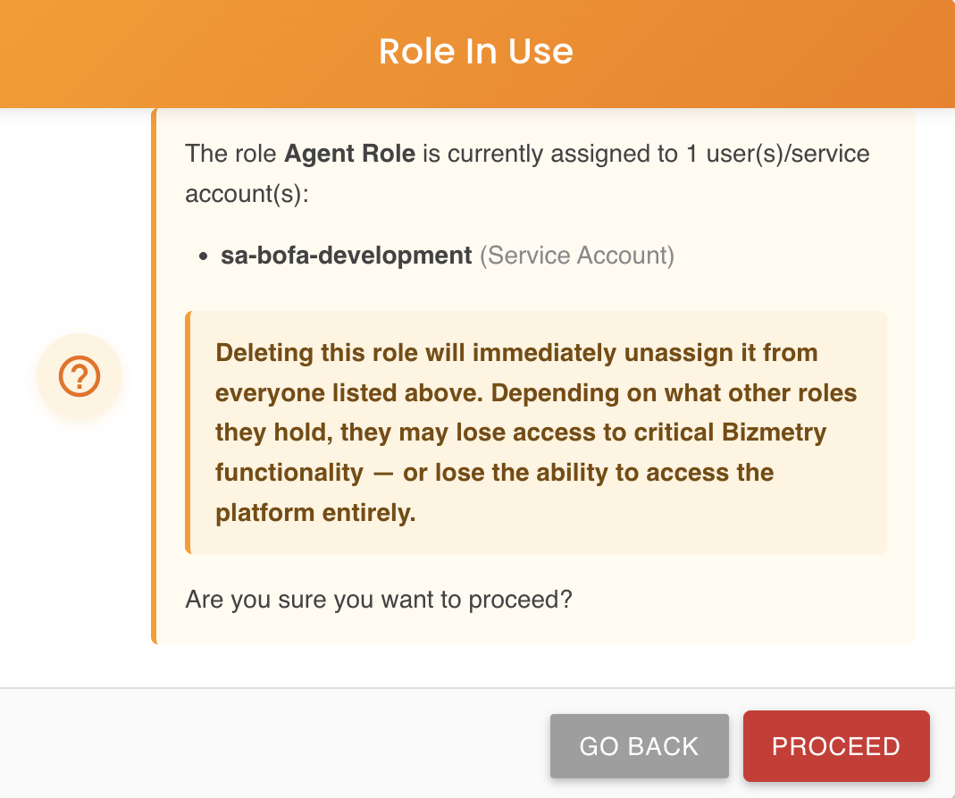 Role In Use dialog