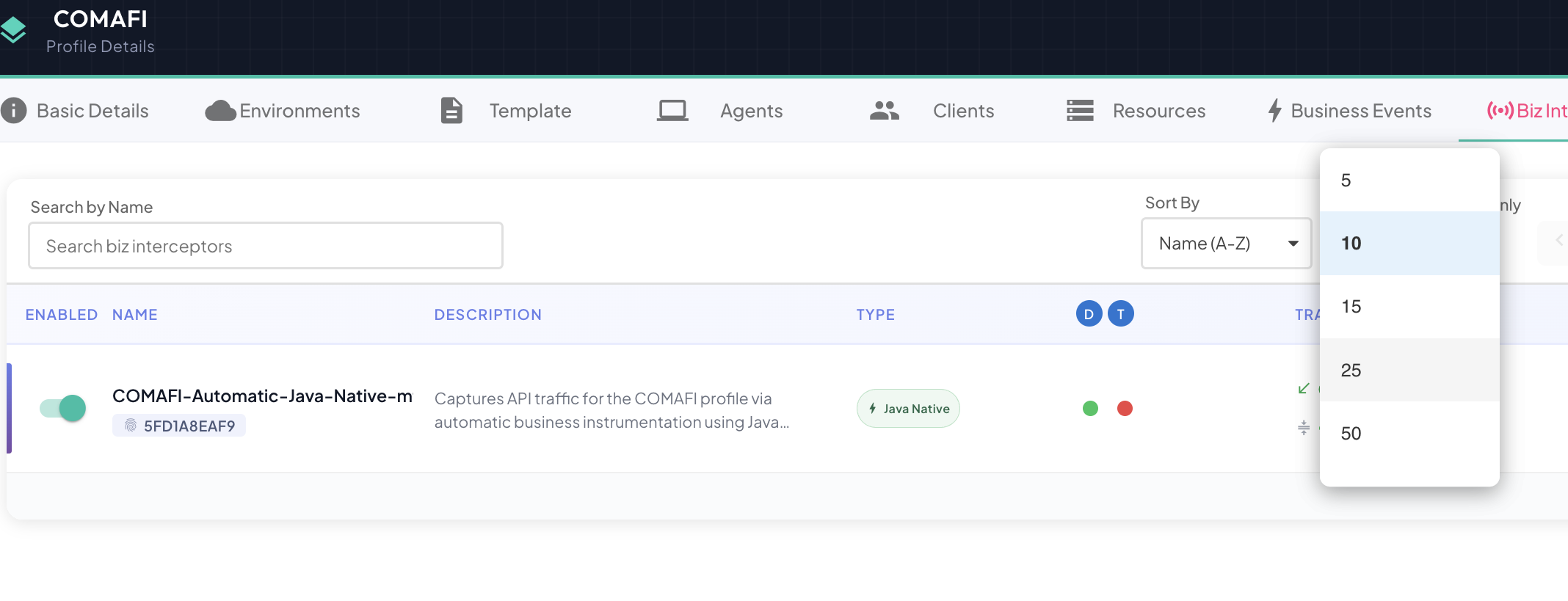 Page size options