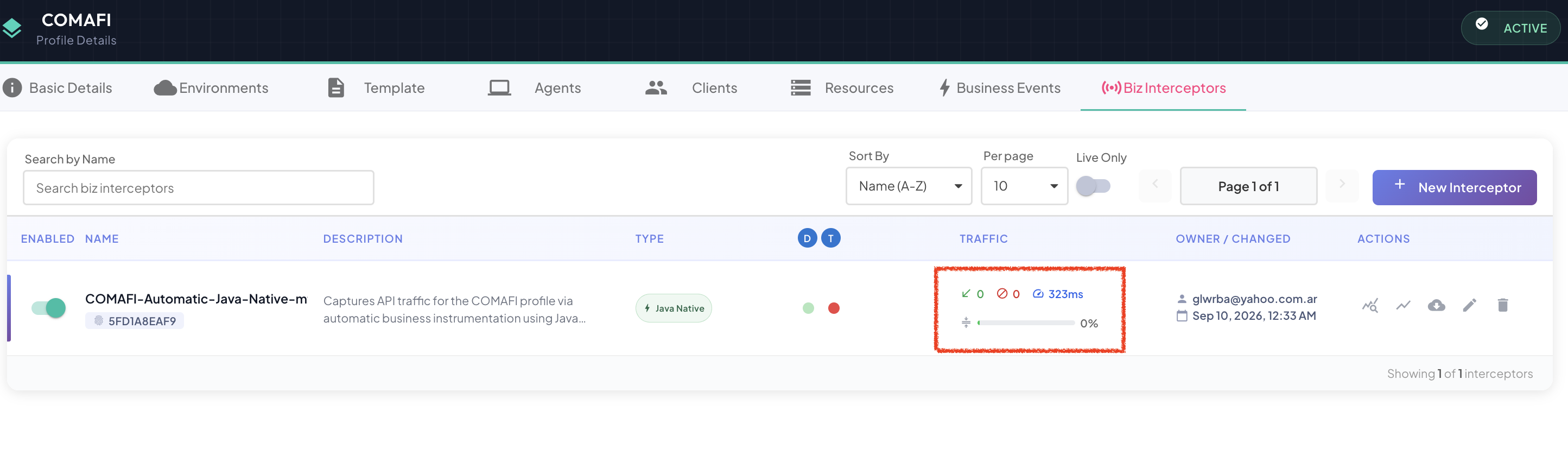 The Traffic column: Total Captured, Total Dropped, and Avg Ping Time on top, the Avg Pressure bar below
