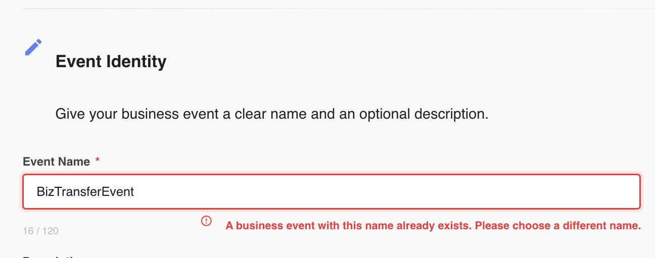 Duplicate event name validation error