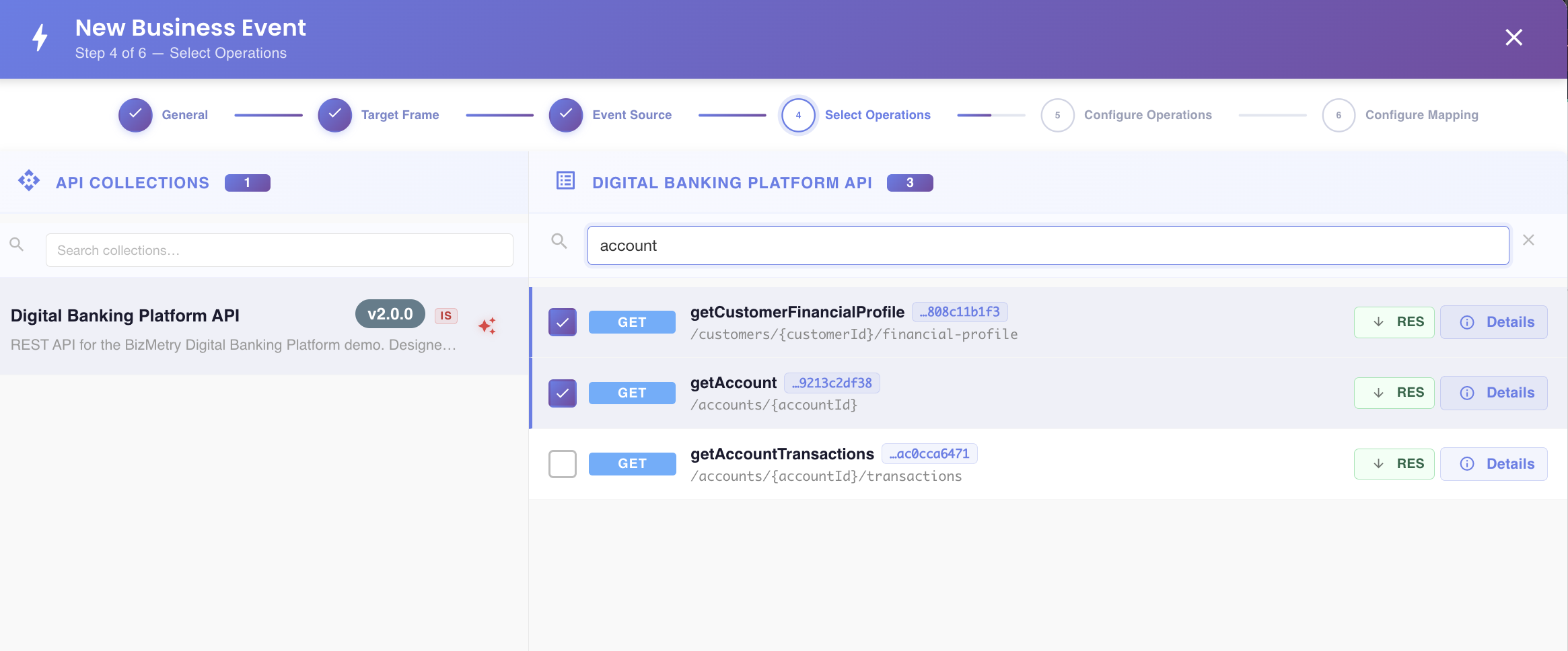Searching for API operations