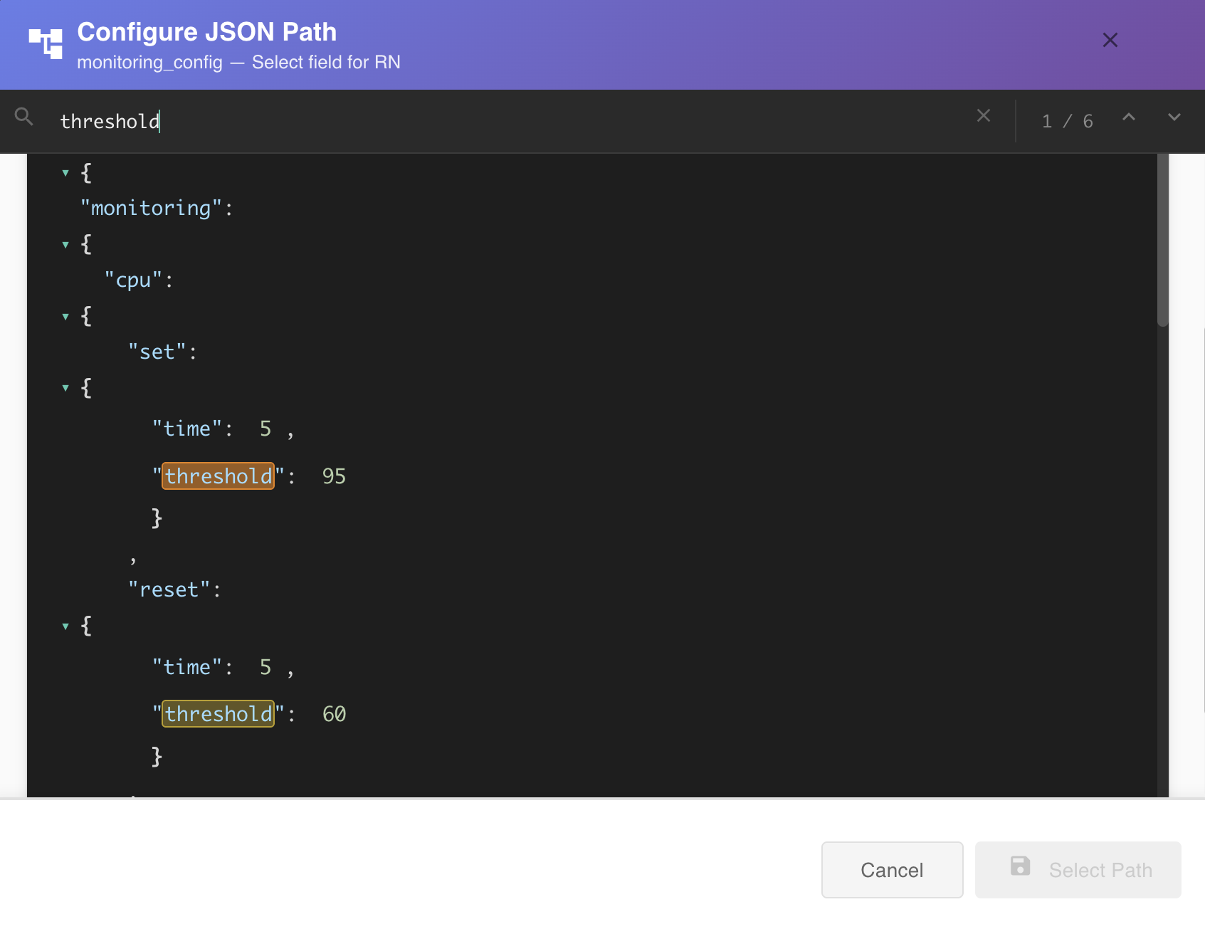 JSON Path Selector Search