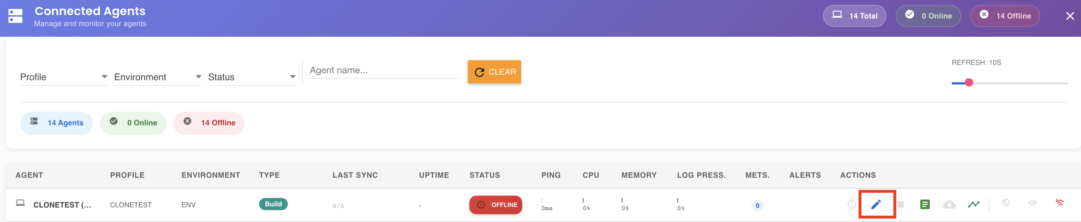 Edit Properties from Main Agents Panel