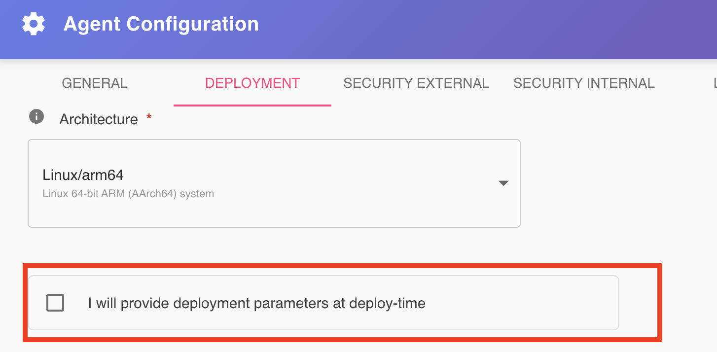 Agent Configuration Dialog — Deployment Tab - Checkbox