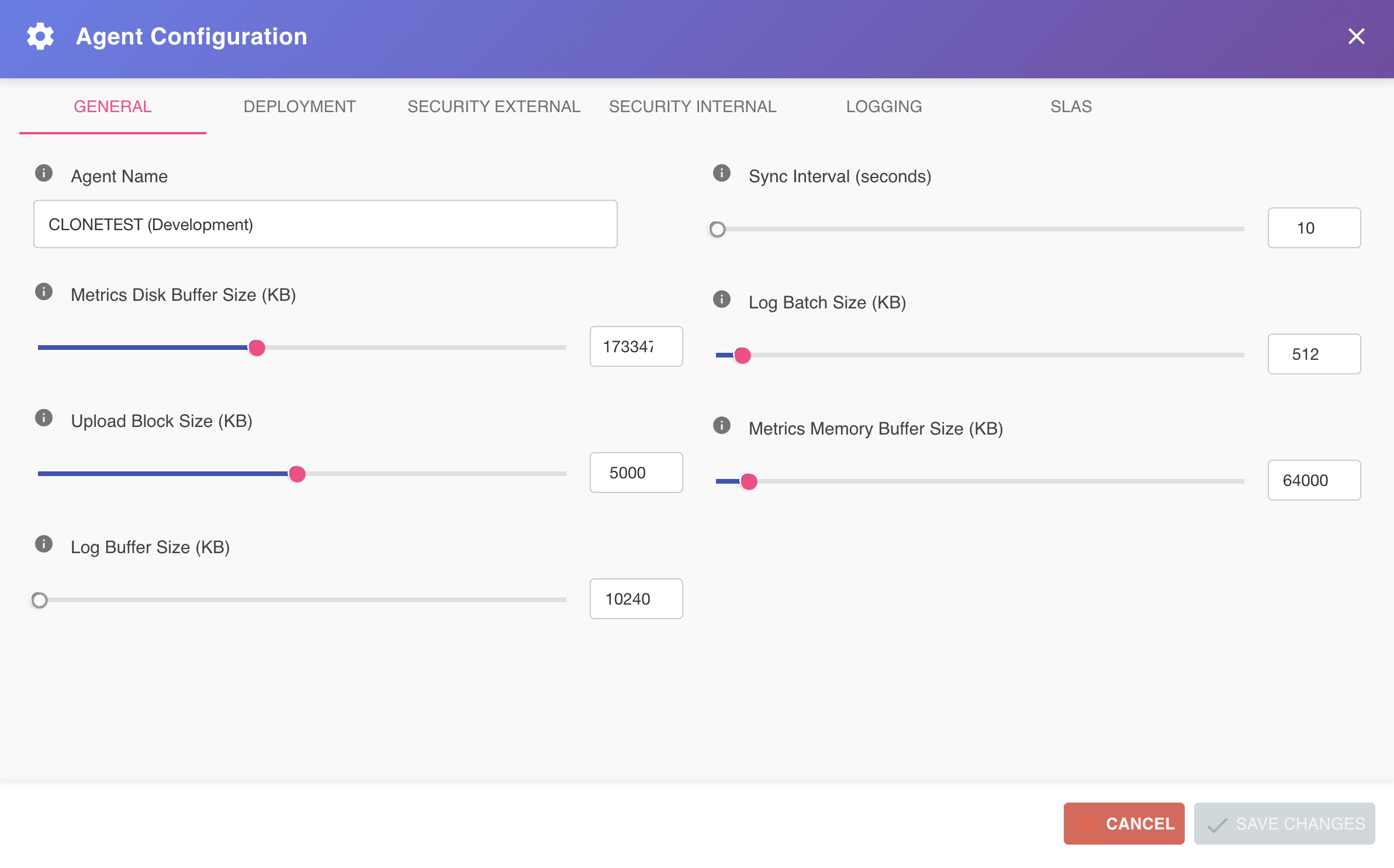 Agent Configuration Dialog — General Tab