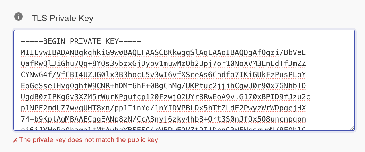 Private Key Validation Error