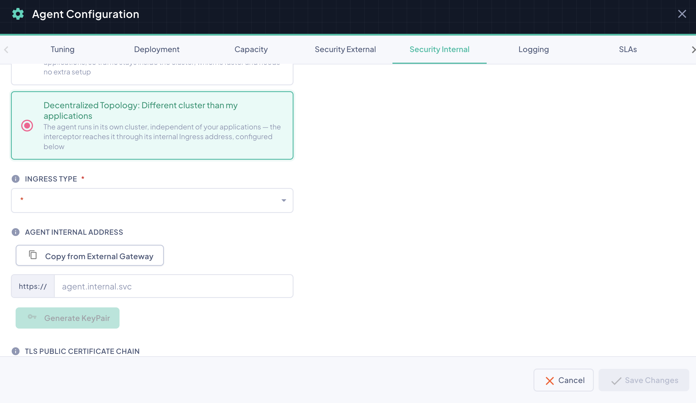 Decentralized Topology selected — the rest of the tab reappears