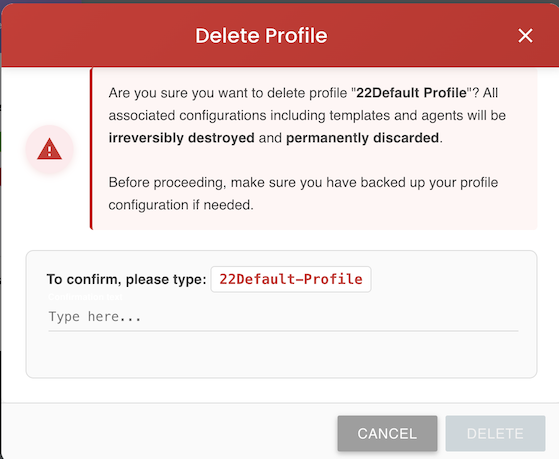 Delete Profile Dialog