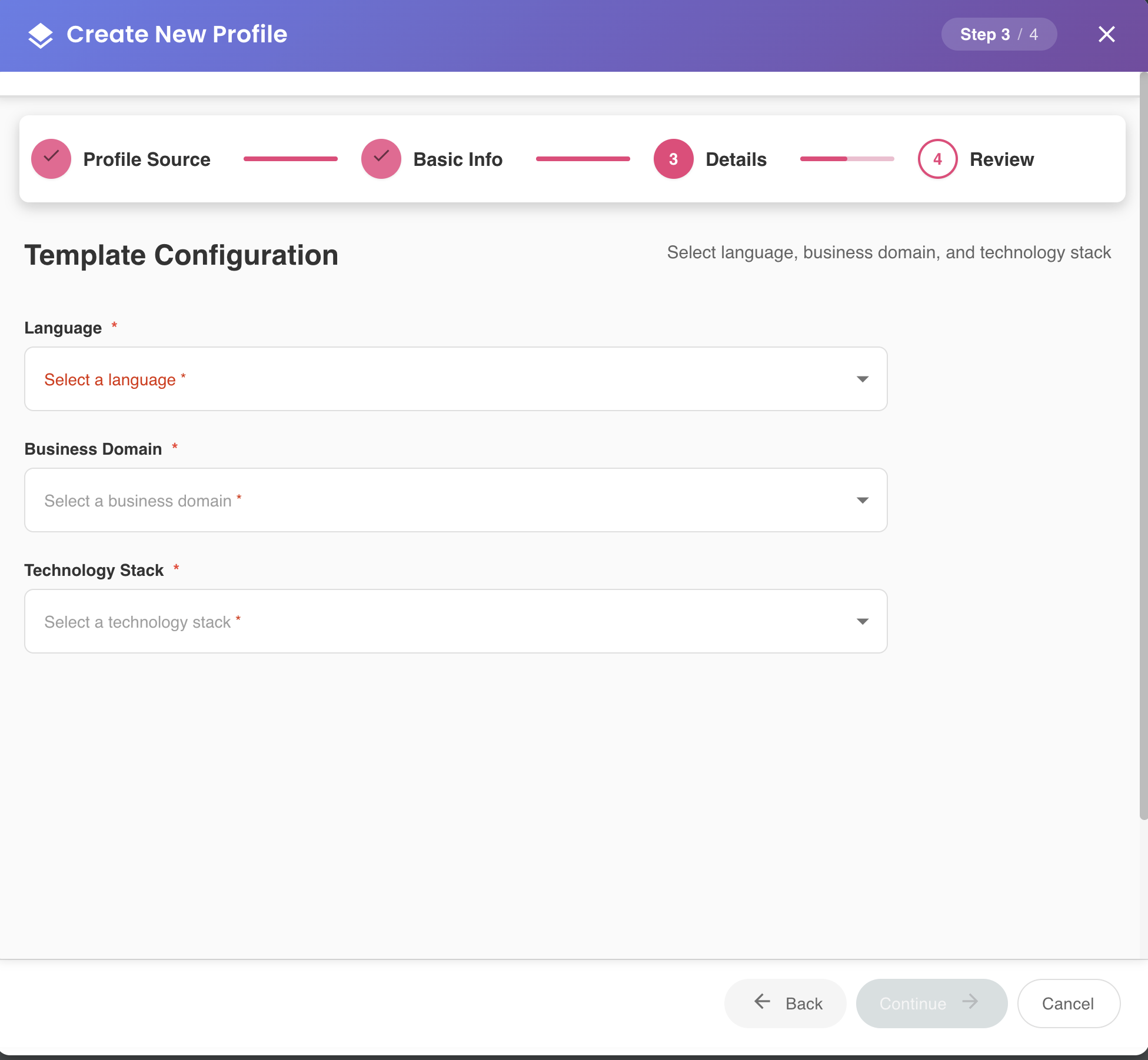 Step 3 - Empty Template Overview