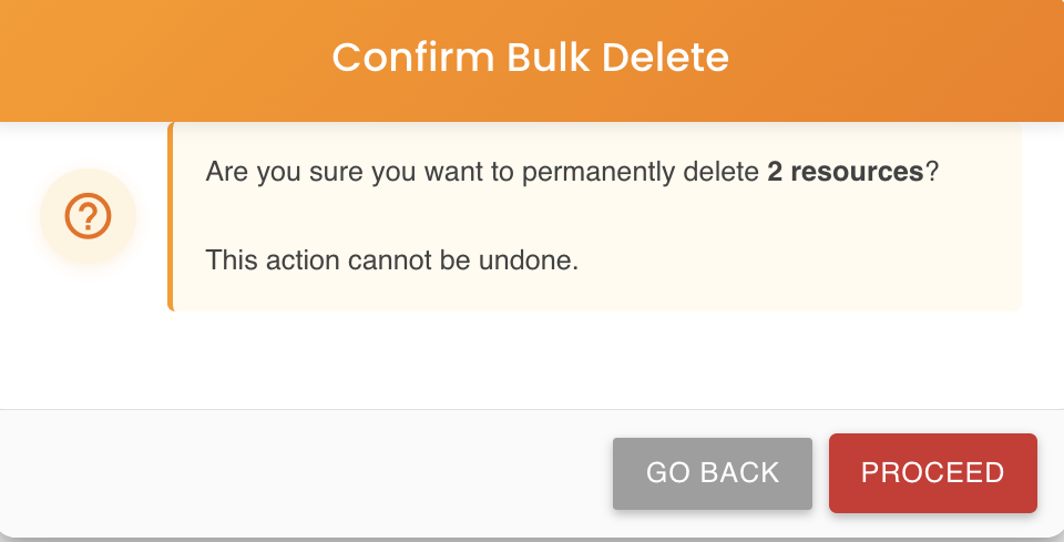 Bulk Delete Confirm