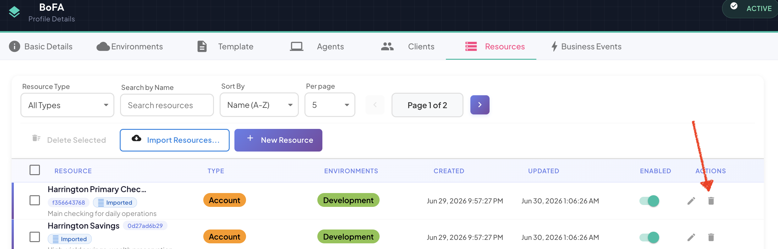 Delete Resource Icon