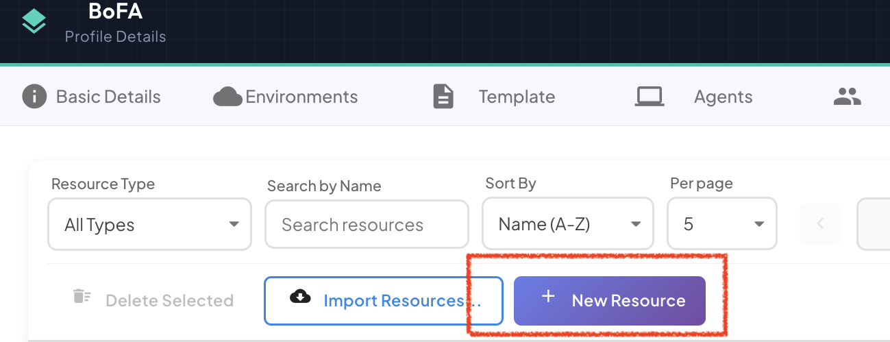 New Resource Button