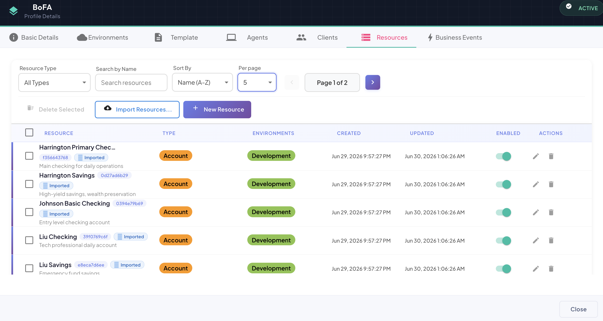Resources Tab