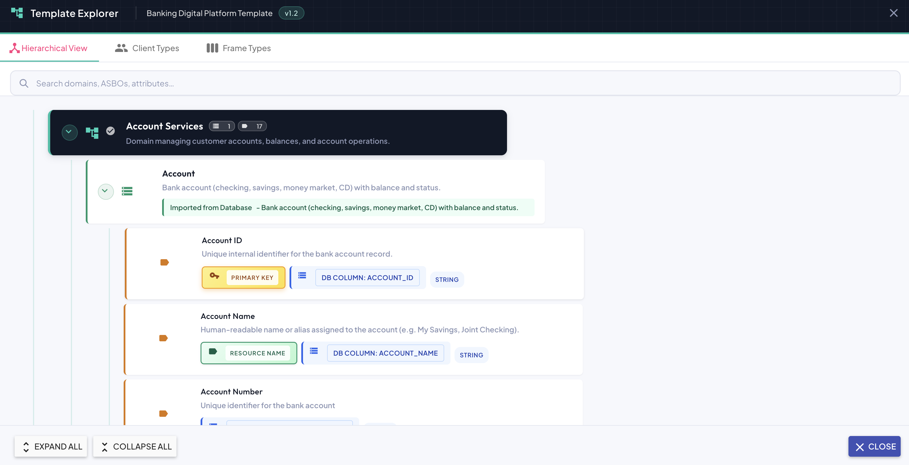 Template Explorer Attribute Detail